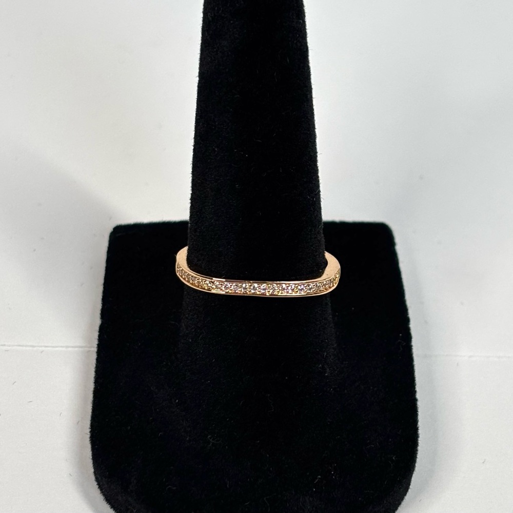 18k rose gold-plated square face pave ring